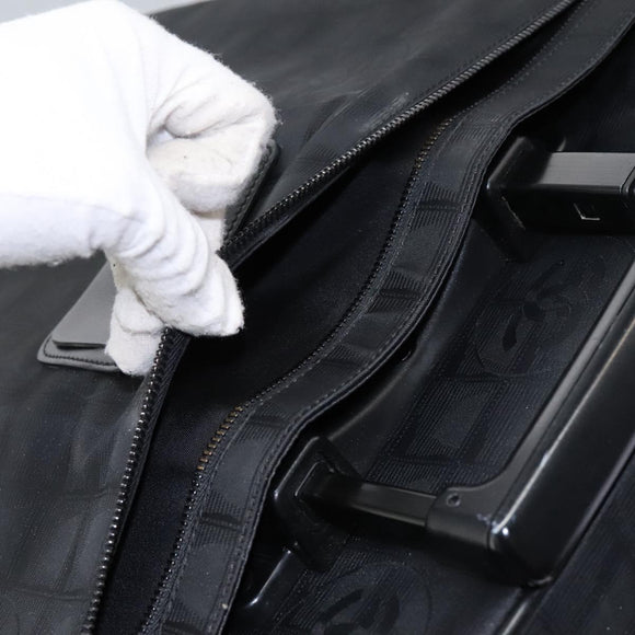 CHANEL Carry Case New Travel line suitcase Nylon Black CC Auth bs23739