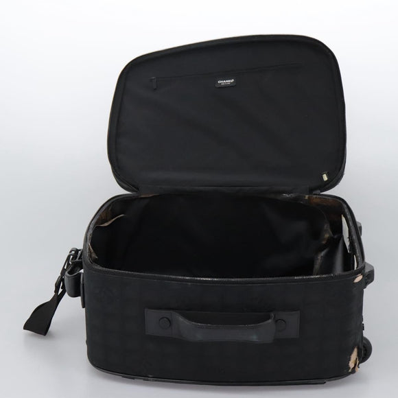 CHANEL Carry Case New Travel line suitcase Nylon Black CC Auth bs23739