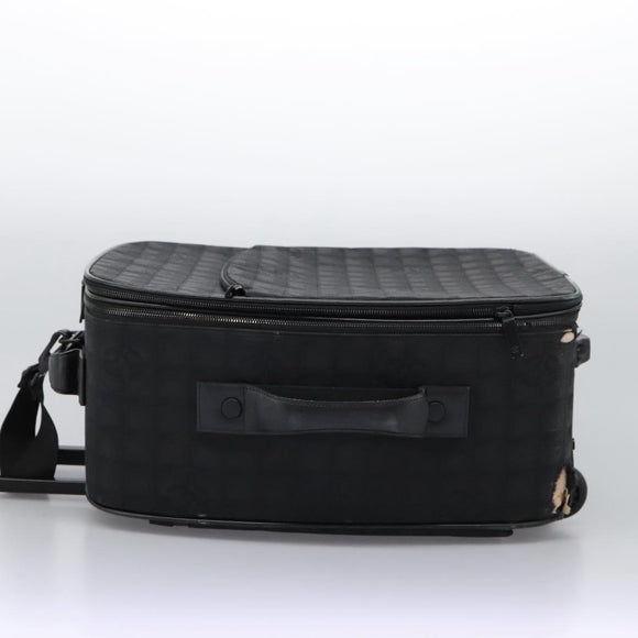 CHANEL Carry Case New Travel line suitcase Nylon Black CC Auth bs23739