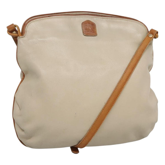 CELINE Shoulder Bag Leather Beige Auth bs23749