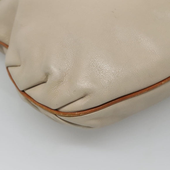 CELINE Shoulder Bag Leather Beige Auth bs23749