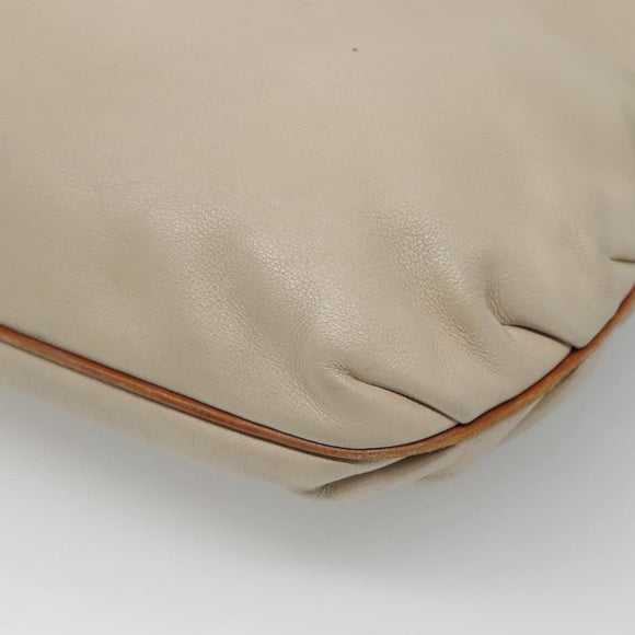 CELINE Shoulder Bag Leather Beige Auth bs23749