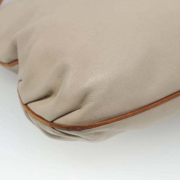 CELINE Shoulder Bag Leather Beige Auth bs23749