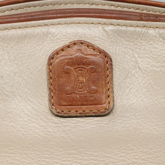 CELINE Shoulder Bag Leather Beige Auth bs23749