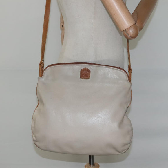 CELINE Shoulder Bag Leather Beige Auth bs23749