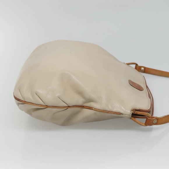 CELINE Shoulder Bag Leather Beige Auth bs23749