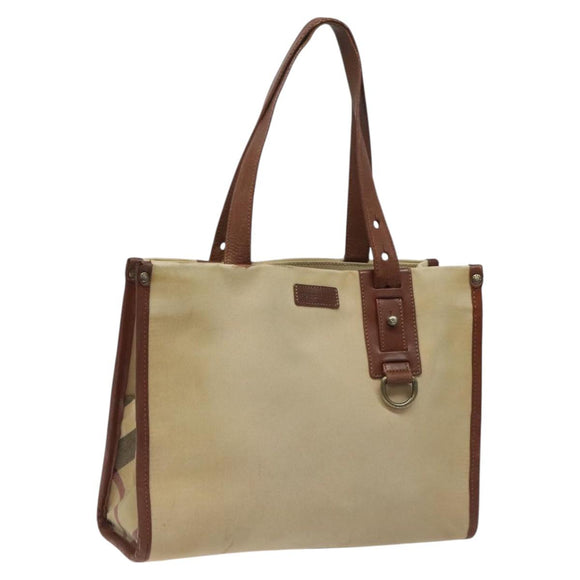 BURBERRY Tote Bag Canvas Beige Auth bs23757