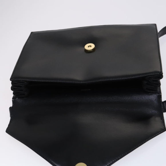 LOEWE Anagram Shoulder Bag Leather Black Auth bs23759