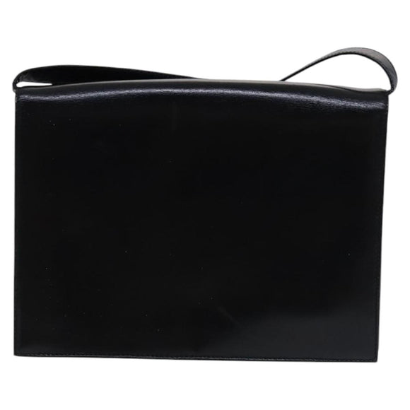 LOEWE Anagram Shoulder Bag Leather Black Auth bs23759