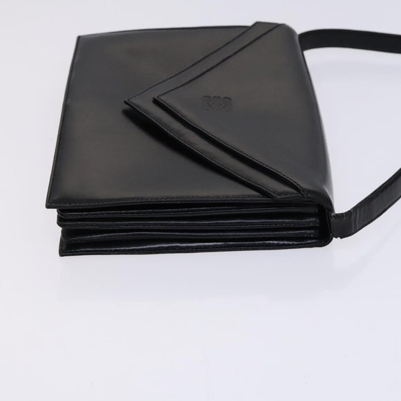 LOEWE Anagram Shoulder Bag Leather Black Auth bs23759