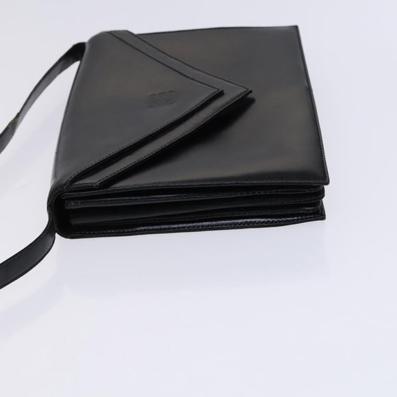LOEWE Anagram Shoulder Bag Leather Black Auth bs23759
