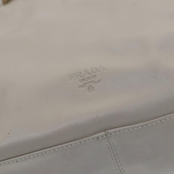 PRADA Shoulder Bag Leather White Auth bs23764