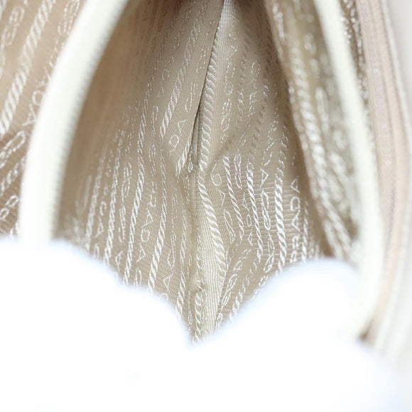 PRADA Shoulder Bag Leather White Auth bs23764