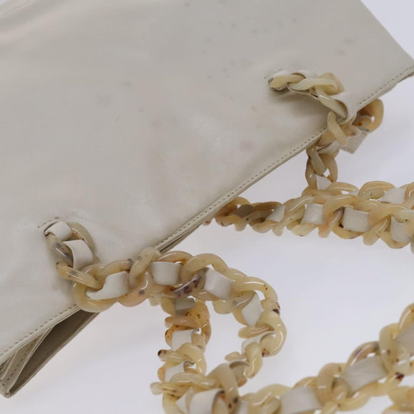 PRADA Shoulder Bag Leather White Auth bs23764