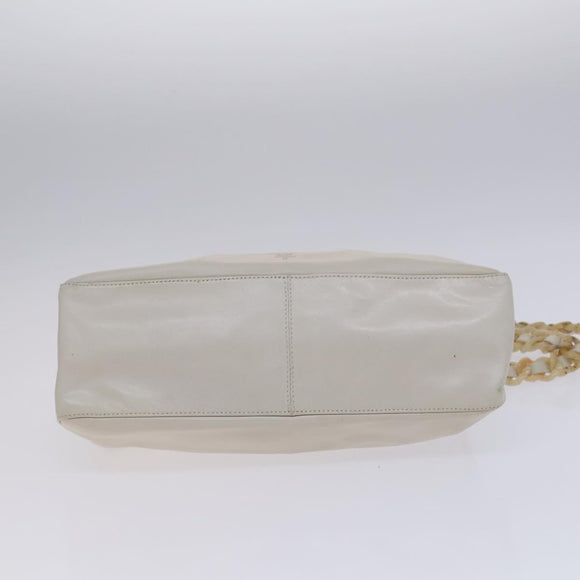 PRADA Shoulder Bag Leather White Auth bs23764