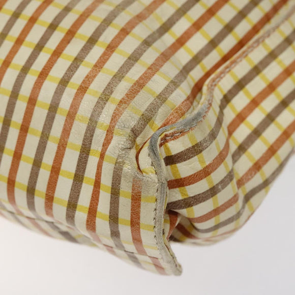 PRADA Hand Bag Leather Beige Auth bs23765