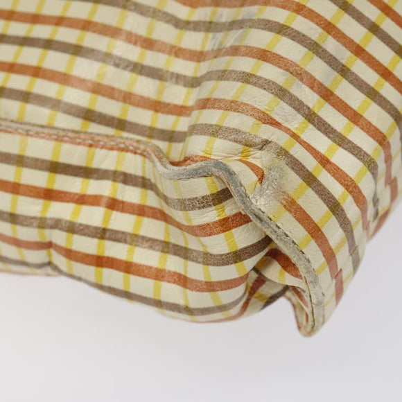 PRADA Hand Bag Leather Beige Auth bs23765