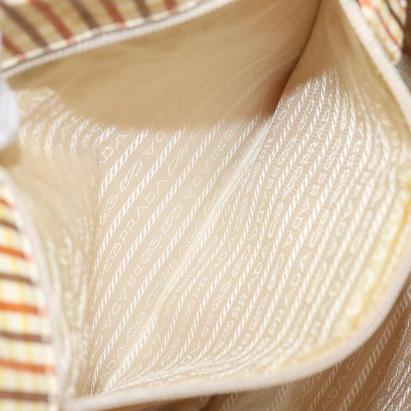 PRADA Hand Bag Leather Beige Auth bs23765