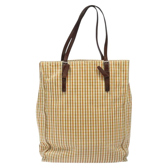 PRADA Hand Bag Leather Beige Auth bs23765