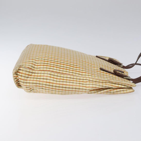 PRADA Hand Bag Leather Beige Auth bs23765