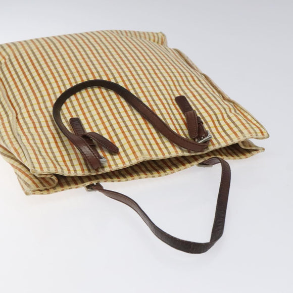 PRADA Hand Bag Leather Beige Auth bs23765