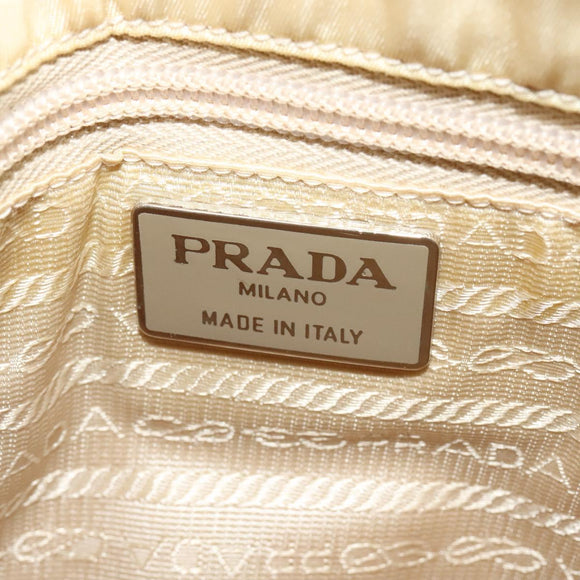PRADA Shoulder Bag Leather Beige Auth bs23766