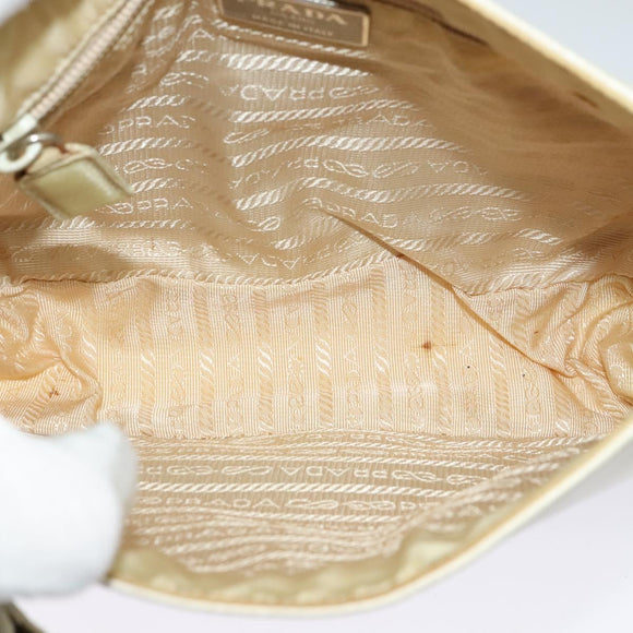 PRADA Shoulder Bag Leather Beige Auth bs23766