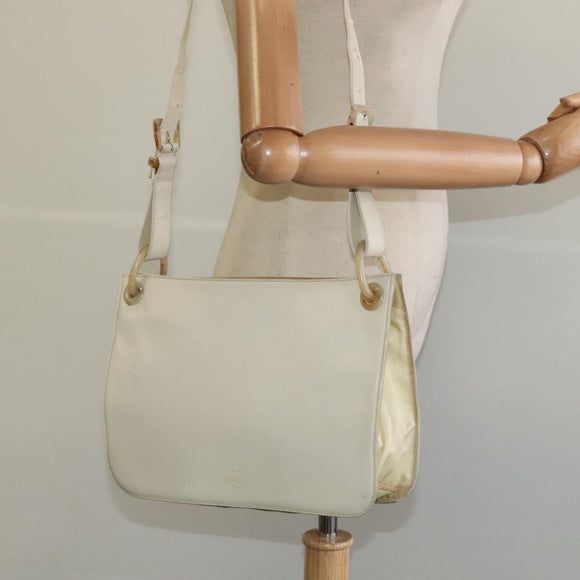 PRADA Shoulder Bag Leather Beige Auth bs23766