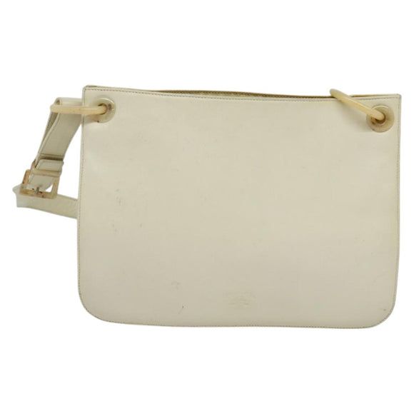 PRADA Shoulder Bag Leather Beige Auth bs23766