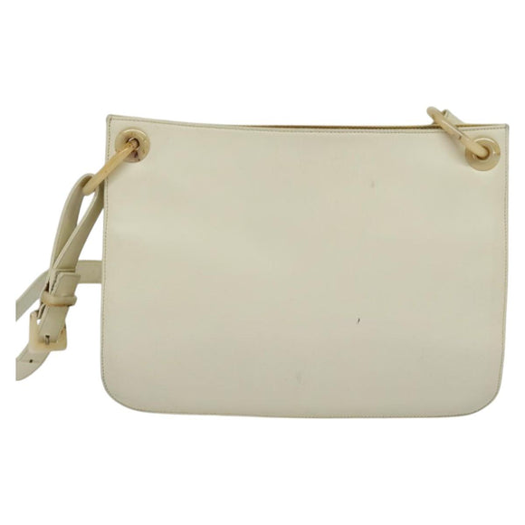 PRADA Shoulder Bag Leather Beige Auth bs23766