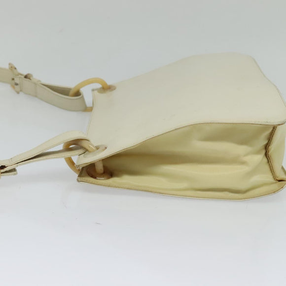 PRADA Shoulder Bag Leather Beige Auth bs23766