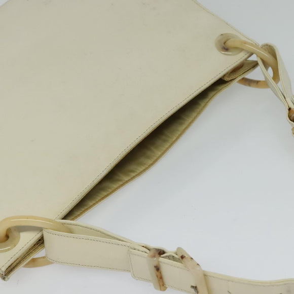 PRADA Shoulder Bag Leather Beige Auth bs23766