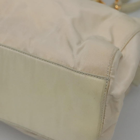 PRADA Shoulder Bag Nylon Beige Auth bs23768
