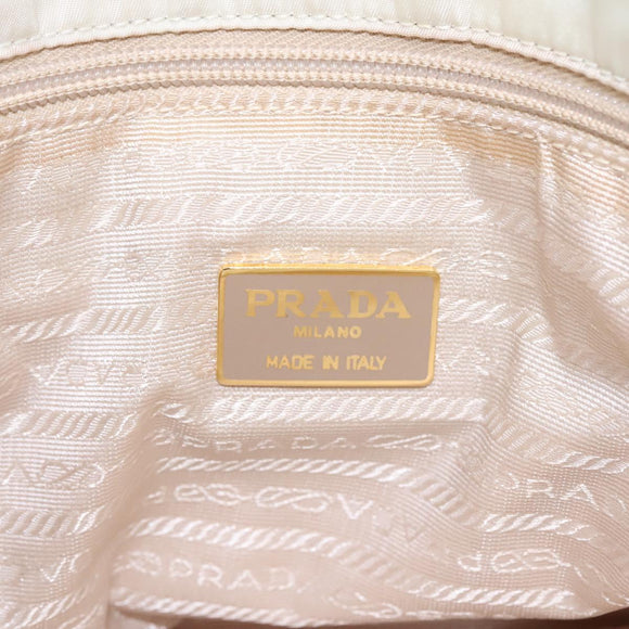 PRADA Shoulder Bag Nylon Beige Auth bs23768