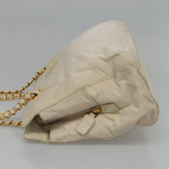 PRADA Shoulder Bag Nylon Beige Auth bs23768