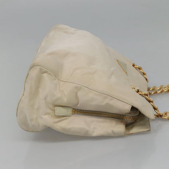 PRADA Shoulder Bag Nylon Beige Auth bs23768