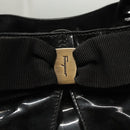 Salvatore Ferragamo Hand Bag Enamel Black Auth bs23791-10