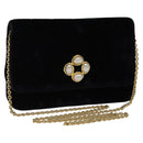 CHANEL Chain Shoulder Bag Velor Black CC Auth bs23807-1