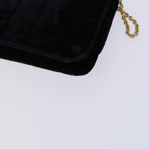 CHANEL Chain Shoulder Bag Velor Black CC Auth bs23807
