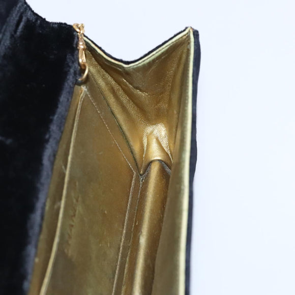 CHANEL Chain Shoulder Bag Velor Black CC Auth bs23807