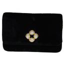 CHANEL Chain Shoulder Bag Velor Black CC Auth bs23807-2