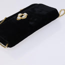 CHANEL Chain Shoulder Bag Velor Black CC Auth bs23807-6