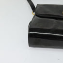 Salvatore Ferragamo Gancini Shoulder Bag Enamel Black Gold Auth bs23808-14