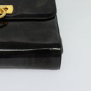 Salvatore Ferragamo Gancini Shoulder Bag Enamel Black Gold Auth bs23808-15