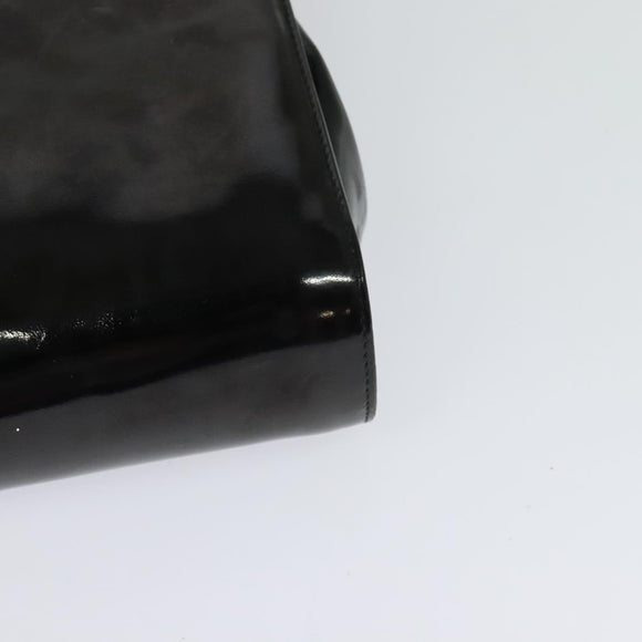 Salvatore Ferragamo Gancini Shoulder Bag Enamel Black Gold Auth bs23808