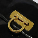 Salvatore Ferragamo Gancini Shoulder Bag Enamel Black Gold Auth bs23808-18