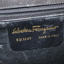 Salvatore Ferragamo Gancini Shoulder Bag Enamel Black Gold Auth bs23808-12