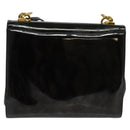 Salvatore Ferragamo Gancini Shoulder Bag Enamel Black Gold Auth bs23808-2