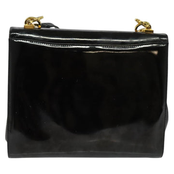 Salvatore Ferragamo Gancini Shoulder Bag Enamel Black Gold Auth bs23808 - 0