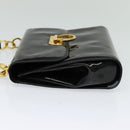 Salvatore Ferragamo Gancini Shoulder Bag Enamel Black Gold Auth bs23808-3